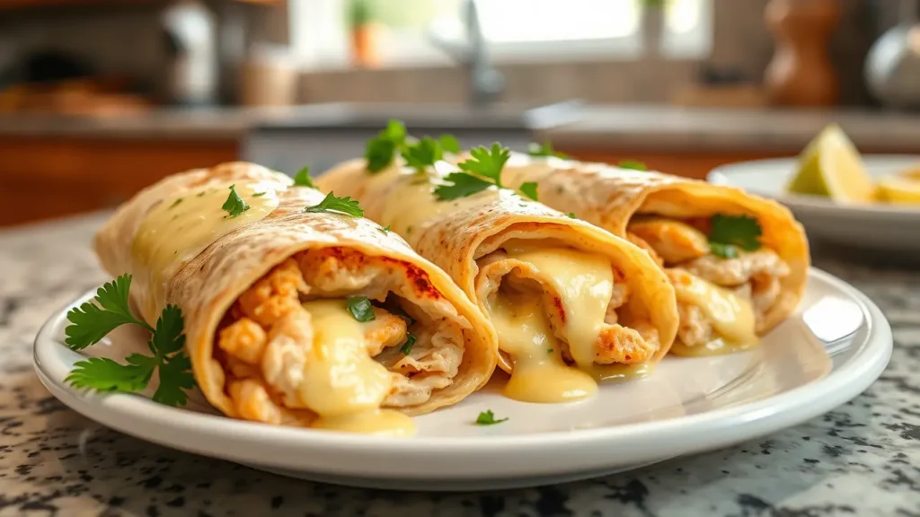 Cheesy Garlic Chicken Wraps