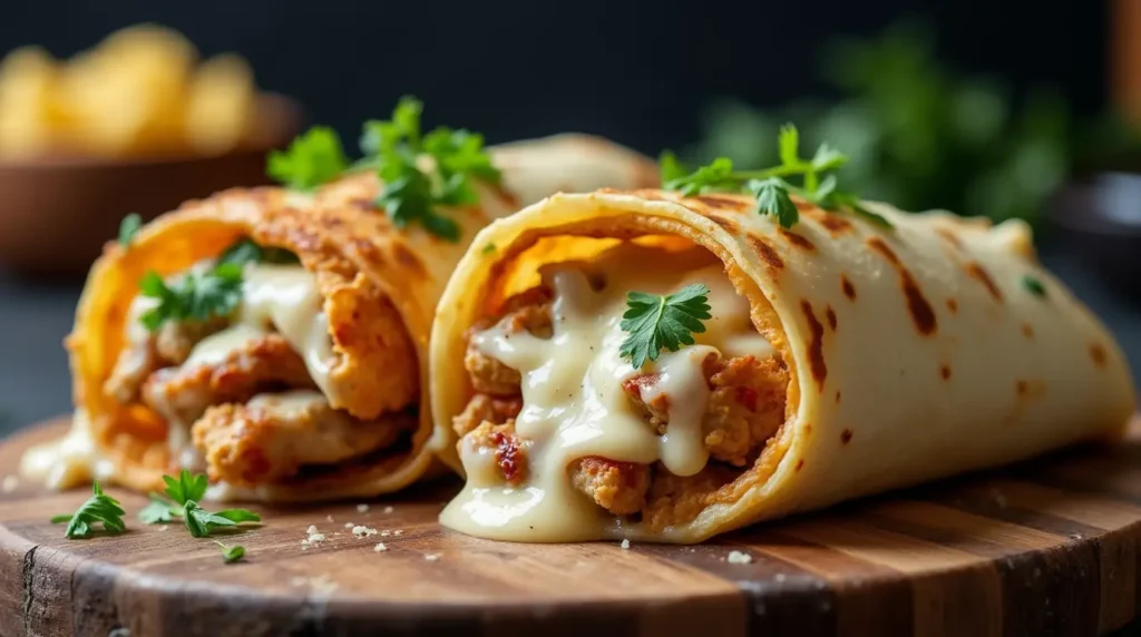 Cheesy Garlic Chicken Wraps